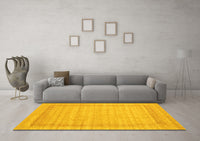 Machine Washable Abstract Yellow Contemporary Rug, wshcon1773yw