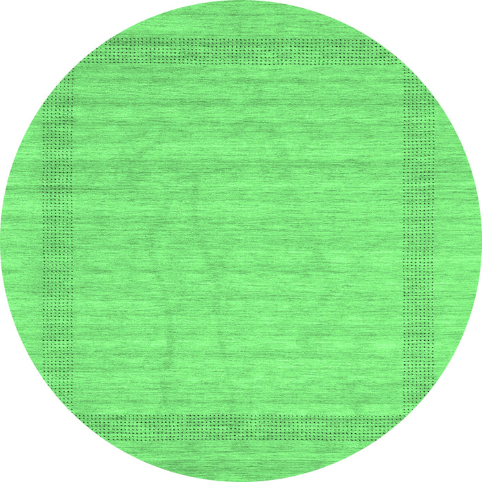Round Machine Washable Abstract Emerald Green Contemporary Area Rugs, wshcon1773emgrn