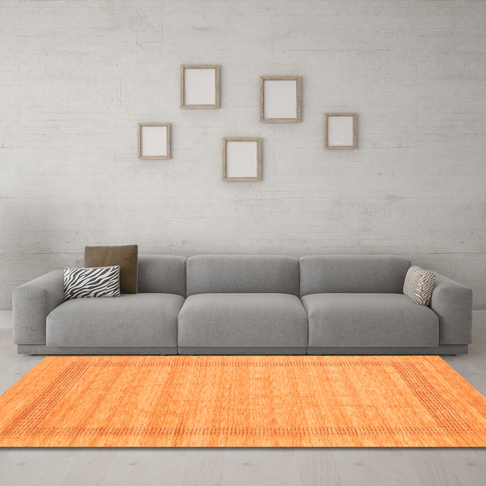 Machine Washable Abstract Orange Contemporary Area Rugs in a Living Room, wshcon1773org