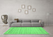 Machine Washable Abstract Emerald Green Contemporary Area Rugs in a Living Room,, wshcon1773emgrn