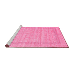 Sideview of Machine Washable Abstract Pink Contemporary Rug, wshcon1773pnk