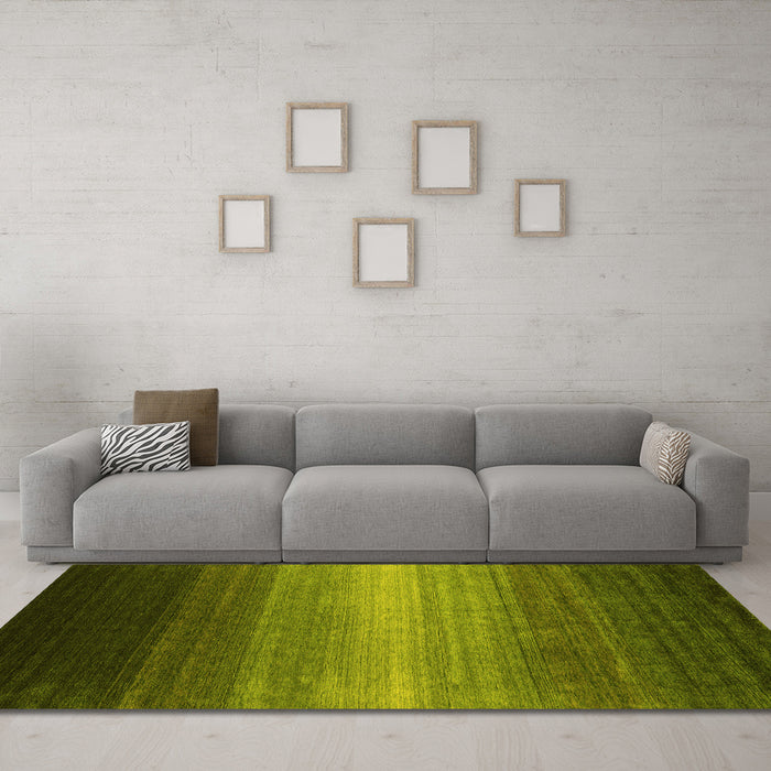 Machine Washable Abstract Yellow Contemporary Rug in a Living Room, wshcon1774yw