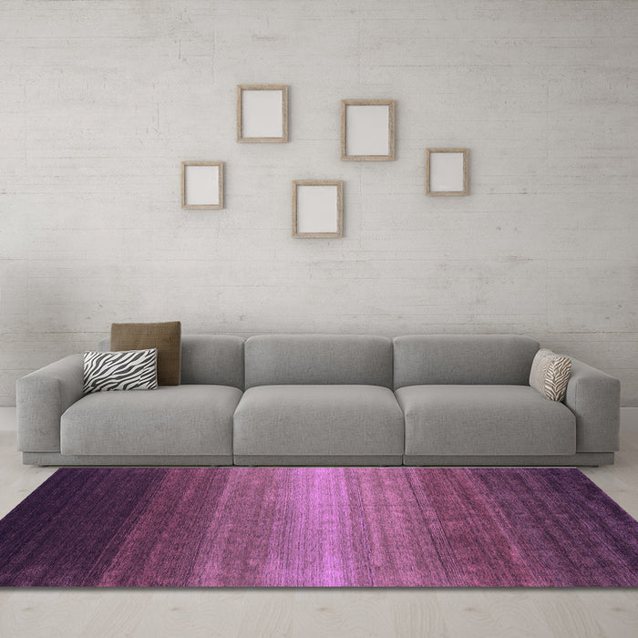 Machine Washable Abstract Purple Contemporary Area Rugs in a Living Room, wshcon1774pur