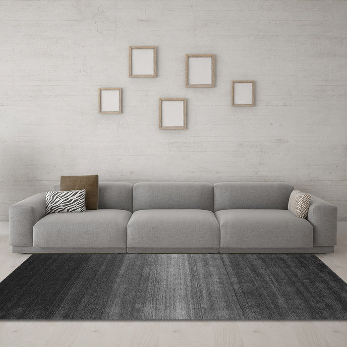 Machine Washable Abstract Gray Contemporary Rug in a Living Room,, wshcon1774gry