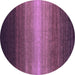Round Abstract Purple Contemporary Rug, con1774pur