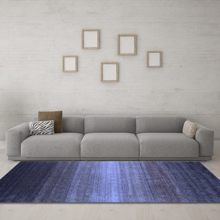 Machine Washable Abstract Blue Contemporary Rug in a Living Room, wshcon1774blu