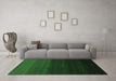 Machine Washable Abstract Emerald Green Contemporary Area Rugs in a Living Room,, wshcon1775emgrn