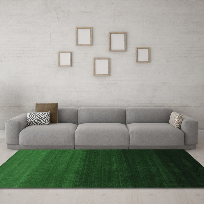 Machine Washable Abstract Emerald Green Contemporary Area Rugs in a Living Room,, wshcon1775emgrn