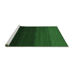 Sideview of Machine Washable Abstract Emerald Green Contemporary Area Rugs, wshcon1775emgrn