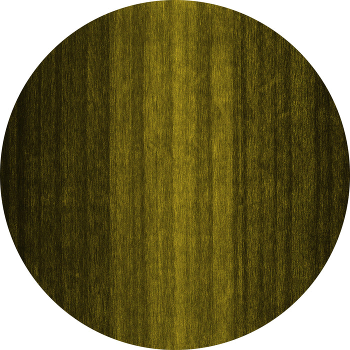 Round Machine Washable Abstract Yellow Contemporary Rug, wshcon1776yw