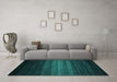 Machine Washable Abstract Turquoise Contemporary Area Rugs in a Living Room,, wshcon1776turq