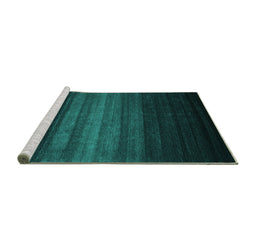 Sideview of Machine Washable Abstract Turquoise Contemporary Area Rugs, wshcon1776turq