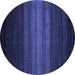 Round Abstract Blue Contemporary Rug, con1776blu