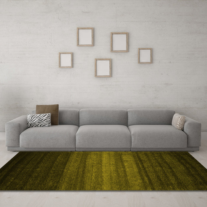 Machine Washable Abstract Yellow Contemporary Rug in a Living Room, wshcon1776yw