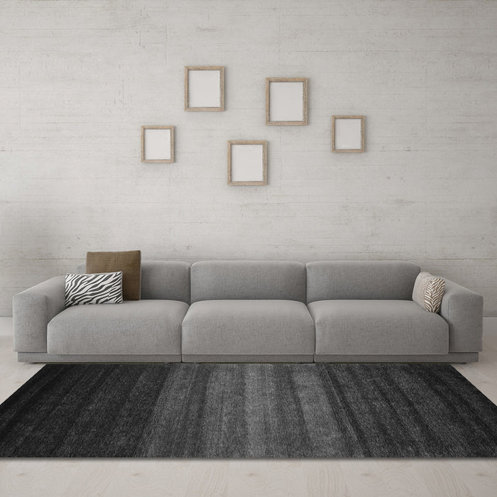 Machine Washable Abstract Gray Contemporary Rug in a Living Room,, wshcon1776gry