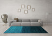 Machine Washable Abstract Turquoise Contemporary Area Rugs in a Living Room,, wshcon1777turq