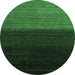 Round Machine Washable Abstract Emerald Green Contemporary Area Rugs, wshcon1777emgrn