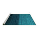 Sideview of Machine Washable Abstract Turquoise Contemporary Area Rugs, wshcon1777turq