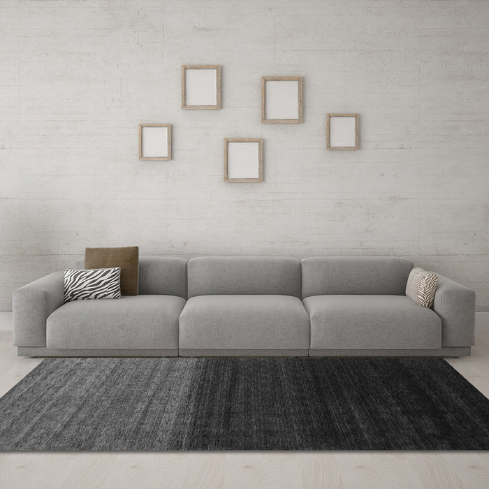 Machine Washable Abstract Gray Contemporary Rug in a Living Room,, wshcon1777gry