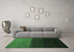 Machine Washable Abstract Emerald Green Contemporary Area Rugs in a Living Room,, wshcon1777emgrn