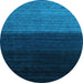 Round Abstract Light Blue Contemporary Rug, con1777lblu