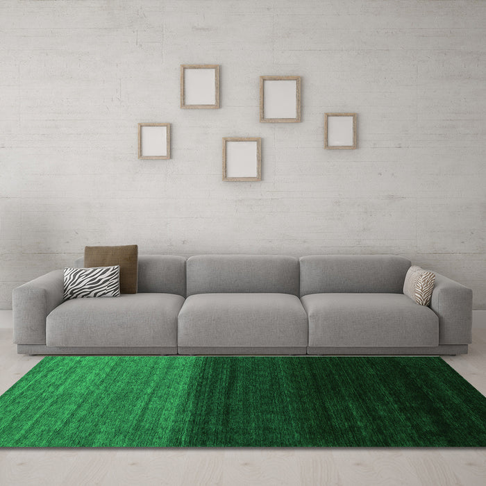 Machine Washable Abstract Green Contemporary Area Rugs in a Living Room,, wshcon1777grn
