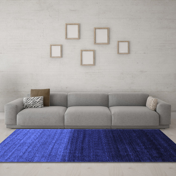 Machine Washable Abstract Blue Contemporary Rug in a Living Room, wshcon1777blu
