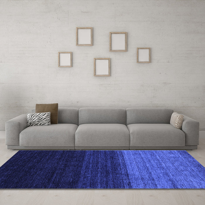 Machine Washable Abstract Blue Contemporary Rug in a Living Room, wshcon1778blu