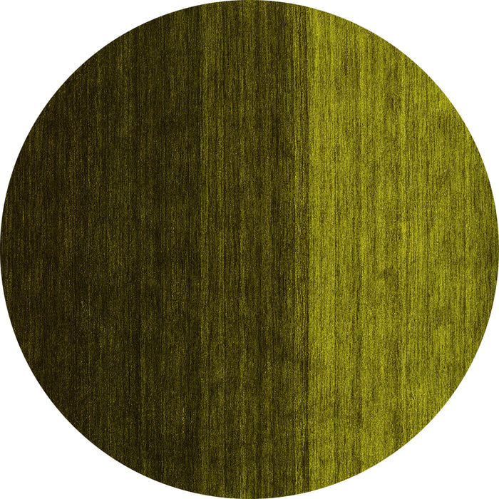Round Abstract Yellow Contemporary Rug, con1778yw