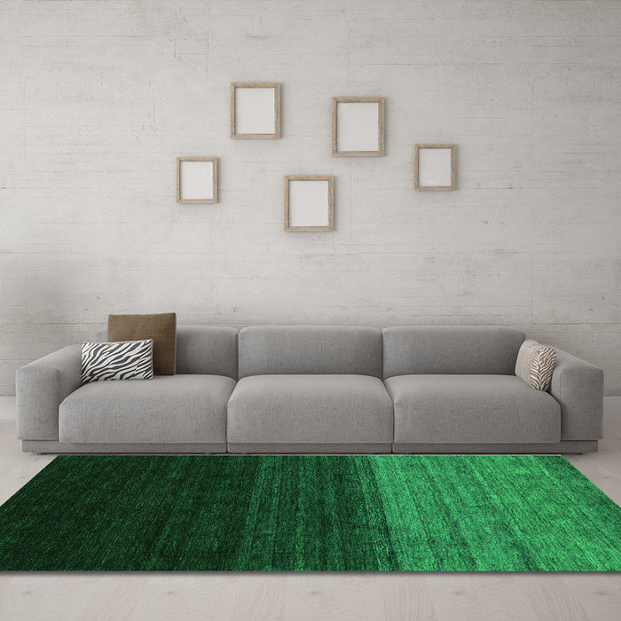 Machine Washable Abstract Green Contemporary Area Rugs in a Living Room,, wshcon1778grn