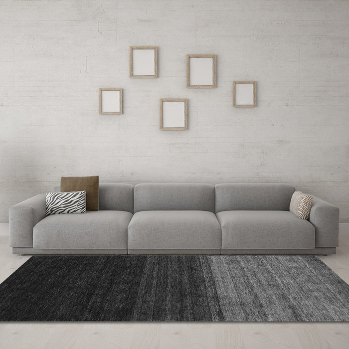 Machine Washable Abstract Gray Contemporary Rug in a Living Room,, wshcon1778gry