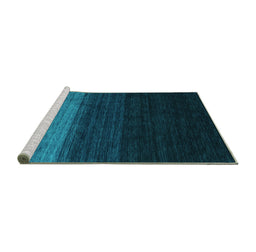 Sideview of Machine Washable Abstract Turquoise Contemporary Area Rugs, wshcon1778turq