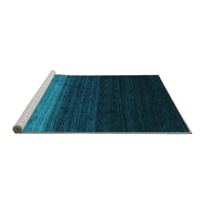 Sideview of Machine Washable Abstract Turquoise Contemporary Area Rugs, wshcon1778turq
