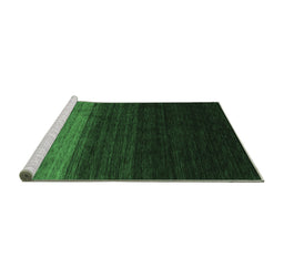 Sideview of Machine Washable Abstract Emerald Green Contemporary Area Rugs, wshcon1778emgrn