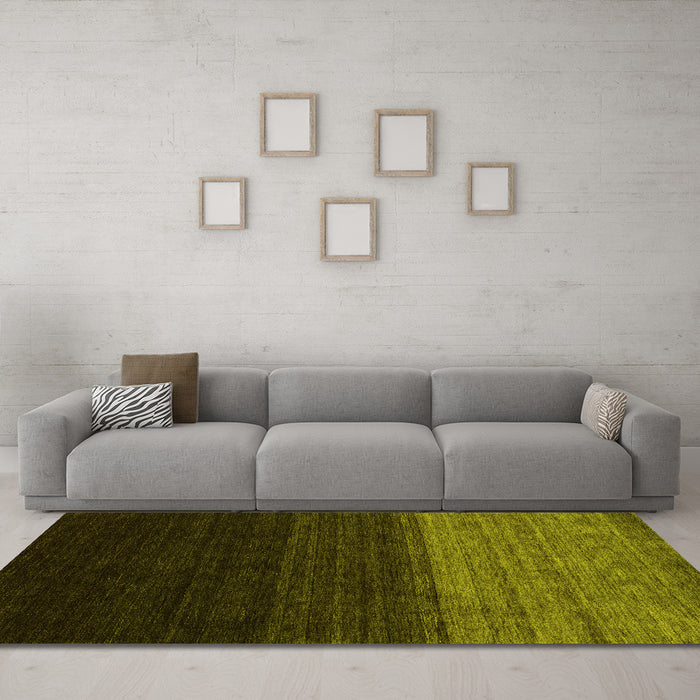 Machine Washable Abstract Yellow Contemporary Rug in a Living Room, wshcon1778yw