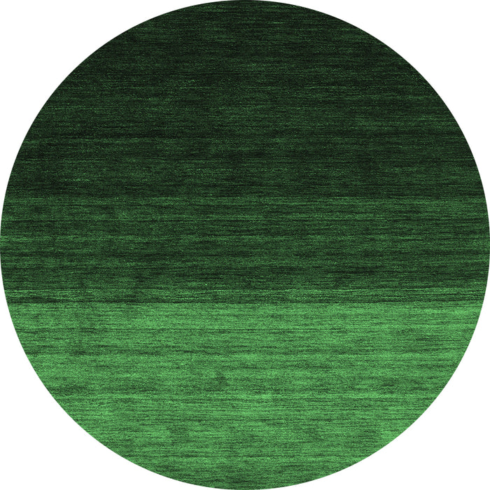 Round Machine Washable Abstract Emerald Green Contemporary Area Rugs, wshcon1778emgrn