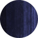 Round Abstract Blue Contemporary Rug, con1779blu