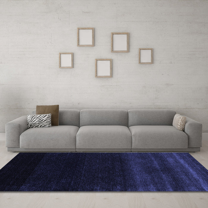 Machine Washable Abstract Blue Contemporary Rug in a Living Room, wshcon1779blu