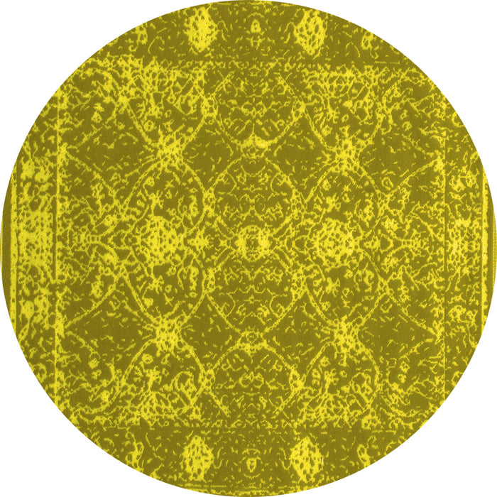 Round Persian Yellow Bohemian Rug, con177yw