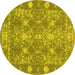 Round Persian Yellow Bohemian Rug, con177yw