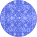 Round Machine Washable Persian Blue Bohemian Rug, wshcon177blu