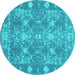 Round Persian Turquoise Bohemian Rug, con177turq