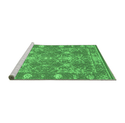 Sideview of Machine Washable Persian Emerald Green Bohemian Area Rugs, wshcon177emgrn
