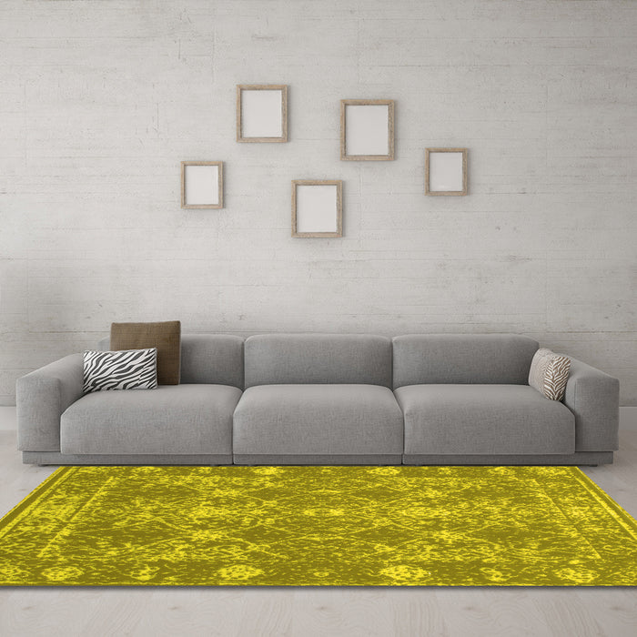 Machine Washable Persian Yellow Bohemian Rug in a Living Room, wshcon177yw