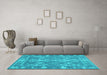 Machine Washable Persian Turquoise Bohemian Area Rugs in a Living Room,, wshcon177turq