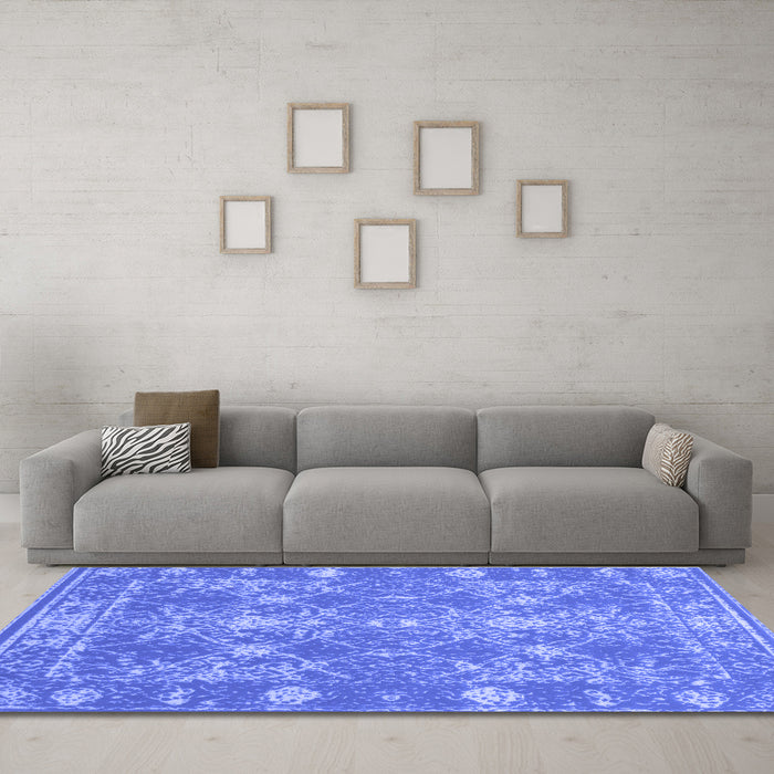 Machine Washable Persian Blue Bohemian Rug in a Living Room, wshcon177blu
