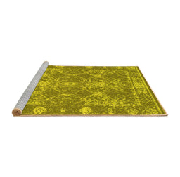 Sideview of Machine Washable Persian Yellow Bohemian Rug, wshcon177yw