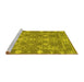 Sideview of Machine Washable Persian Yellow Bohemian Rug, wshcon177yw