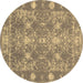 Round Persian Brown Bohemian Rug, con177brn