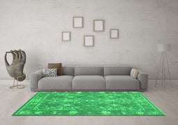 Machine Washable Persian Green Bohemian Area Rugs in a Living Room,, wshcon177grn